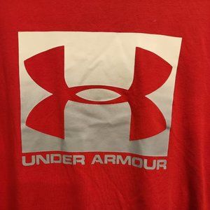 Men's Large Under Armour HeatGear  Red Short Sleeve Logo T-Shirt LARGE CALL OUT
